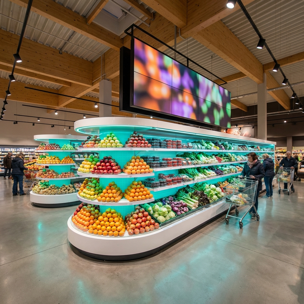 Grocery store with digital signage